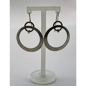 Vtg MARJORIE BAER MB SF Earrings Brass Sterling Plate Hoops Circles 2"Hand Made